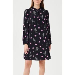 Hobbs London Ria Black Pink Floral Mini Dress Sz 10